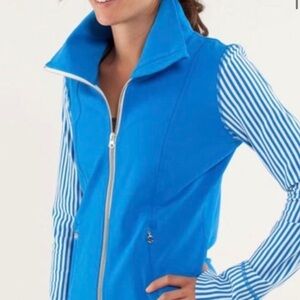 Blue Lululemon Women's Jacket with Striped Sleeves